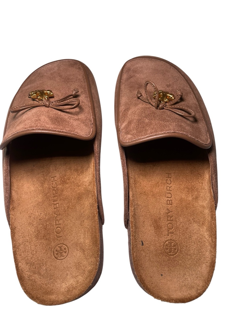 Tory Burch Charm Mule Suede Slides River Rock Size 7 NIB - Picture 5 of 8